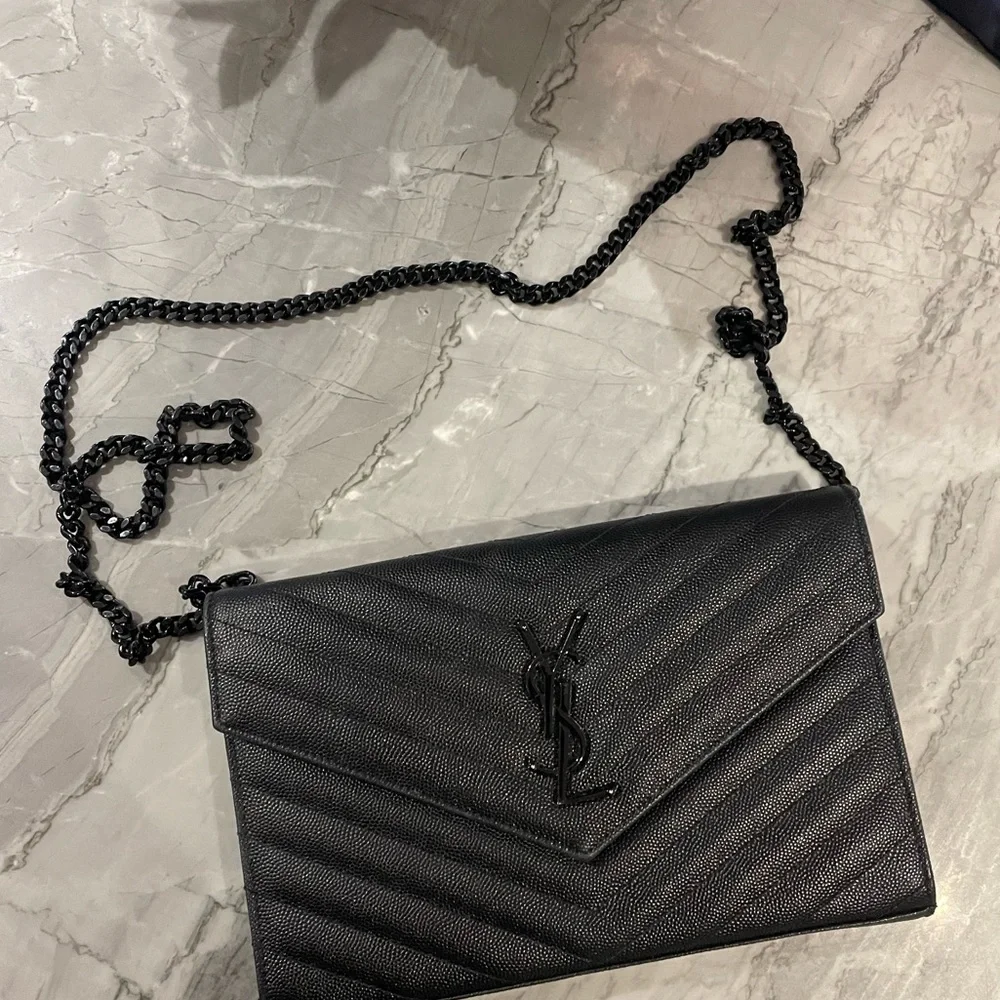 YSL black on black envelope handbag - Picture 1 of 13